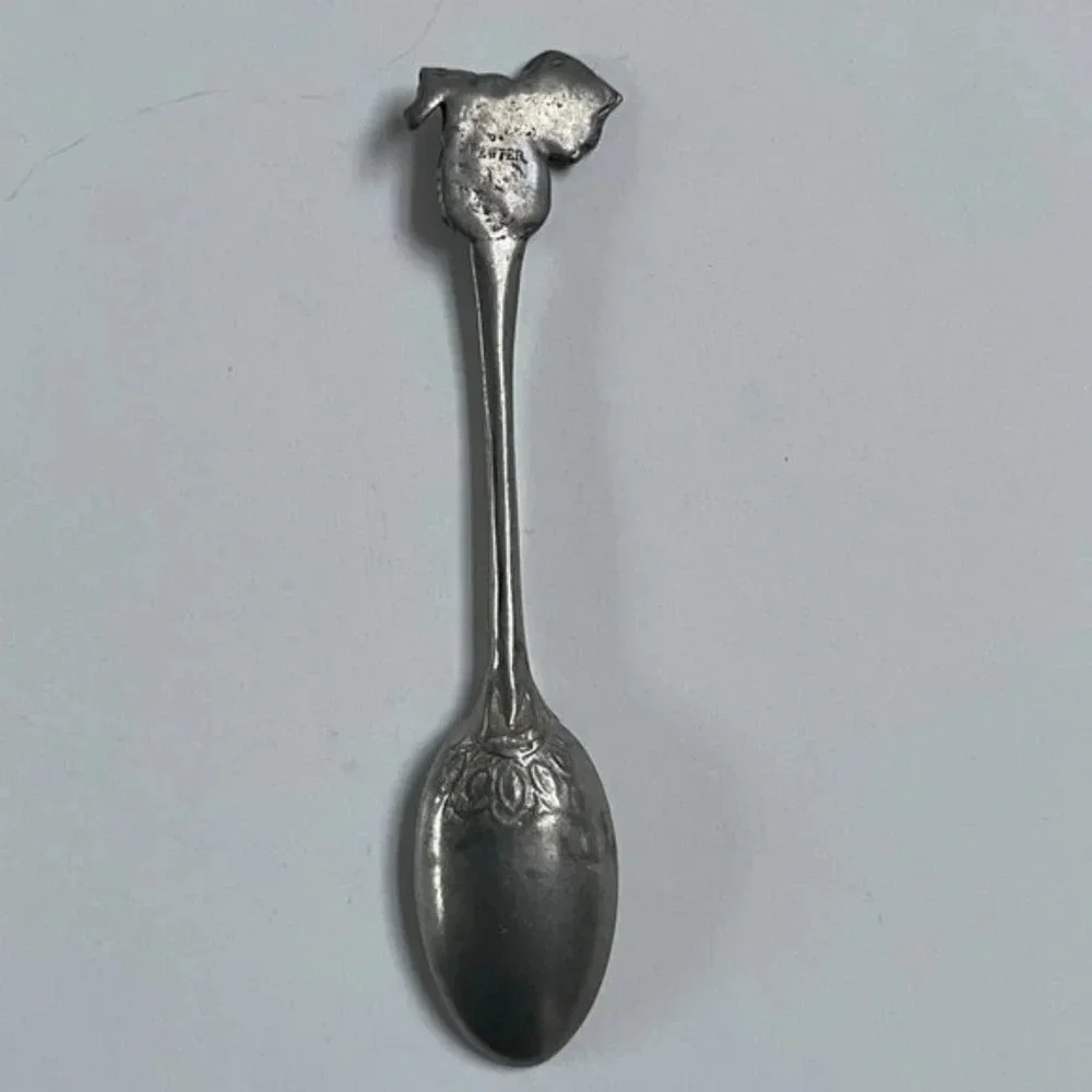 Pewter Baby Spoon‎ Set of 2 Silver Dragon Handle Home Decor Kitchen Dining